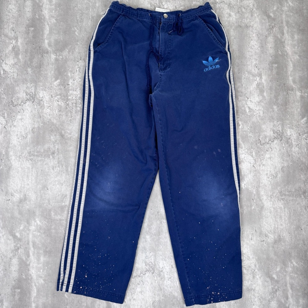Vintage Adidas Sweatpants‎ Mens Small Blue Track Distressed Baggy Straight 90s
